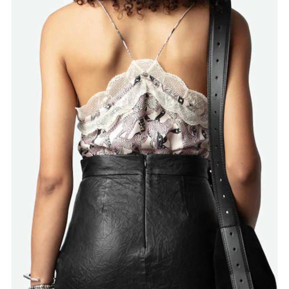 NEW ZADIG & VOLTAIRE christo twill wild chaines cami top in ecru - Picture 2 of 3